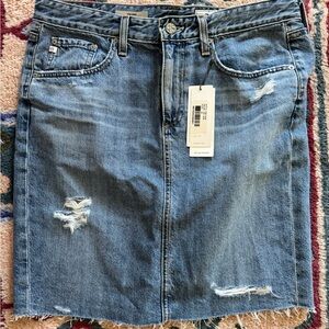 Denim Distressed Skirt